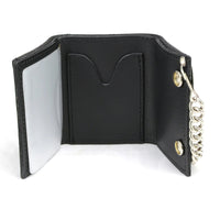 Men's 4” Leather “F.A.F.O.” Tri-Fold Biker Wallet w/ Anti-Theft Stainless Steel Chain