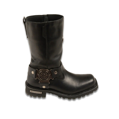 MEN'S WIDE MOTORCYCLE GENUINE WATERPROOF COW LEATHER 11 INCH LONG SQUARE BOOT