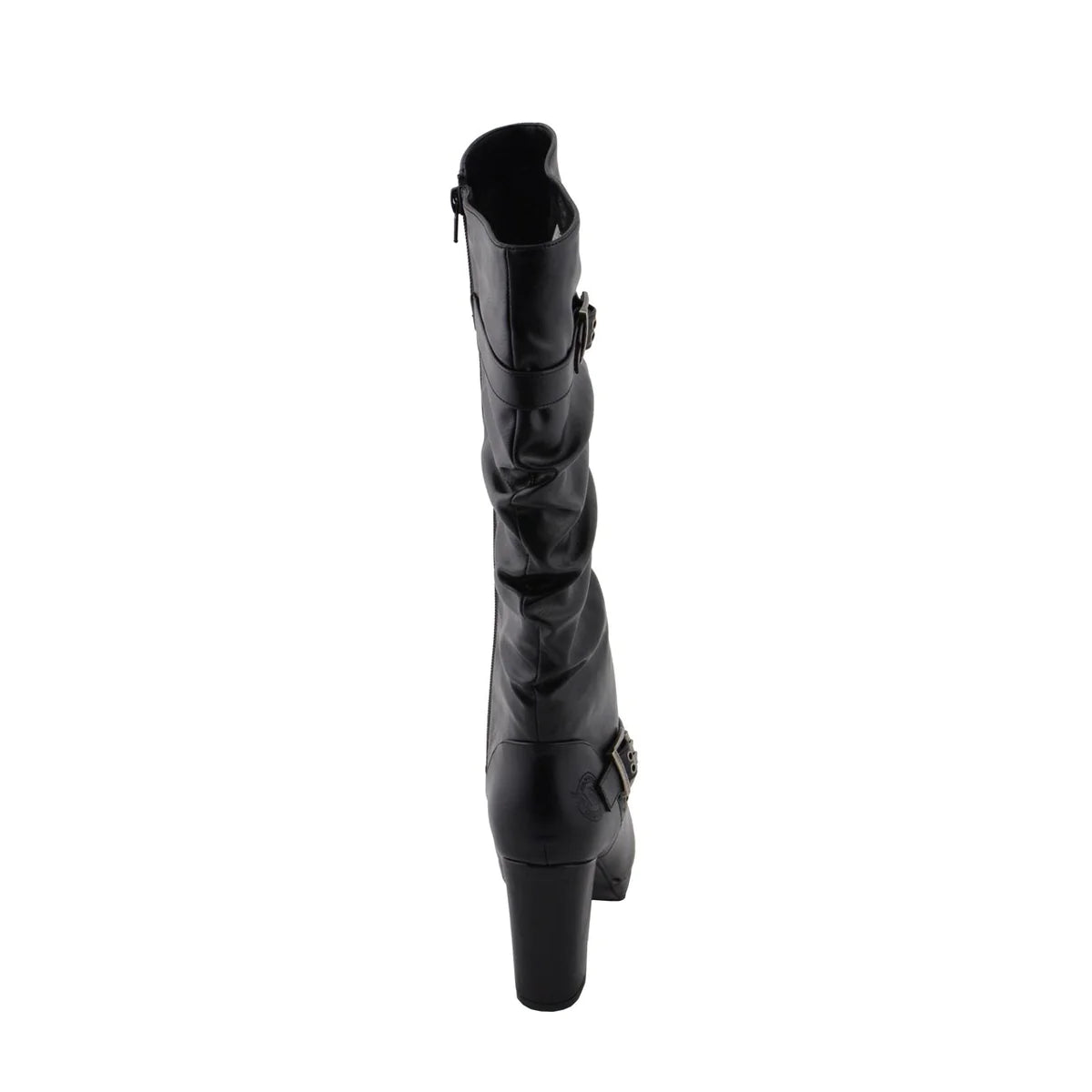 Womens Tall Black Platform Boots with Slouch Shaft