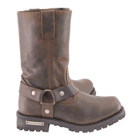 Classic 11-Inch Harness Motorcycle Boots Square Toe Dark Brown