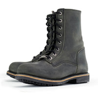Antique Black Lace-Up High-Rise Men's Boots Distressed Leather