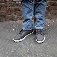 Men's Canvas Reinforced Motorcycle Casual Street Riding Shoes Black