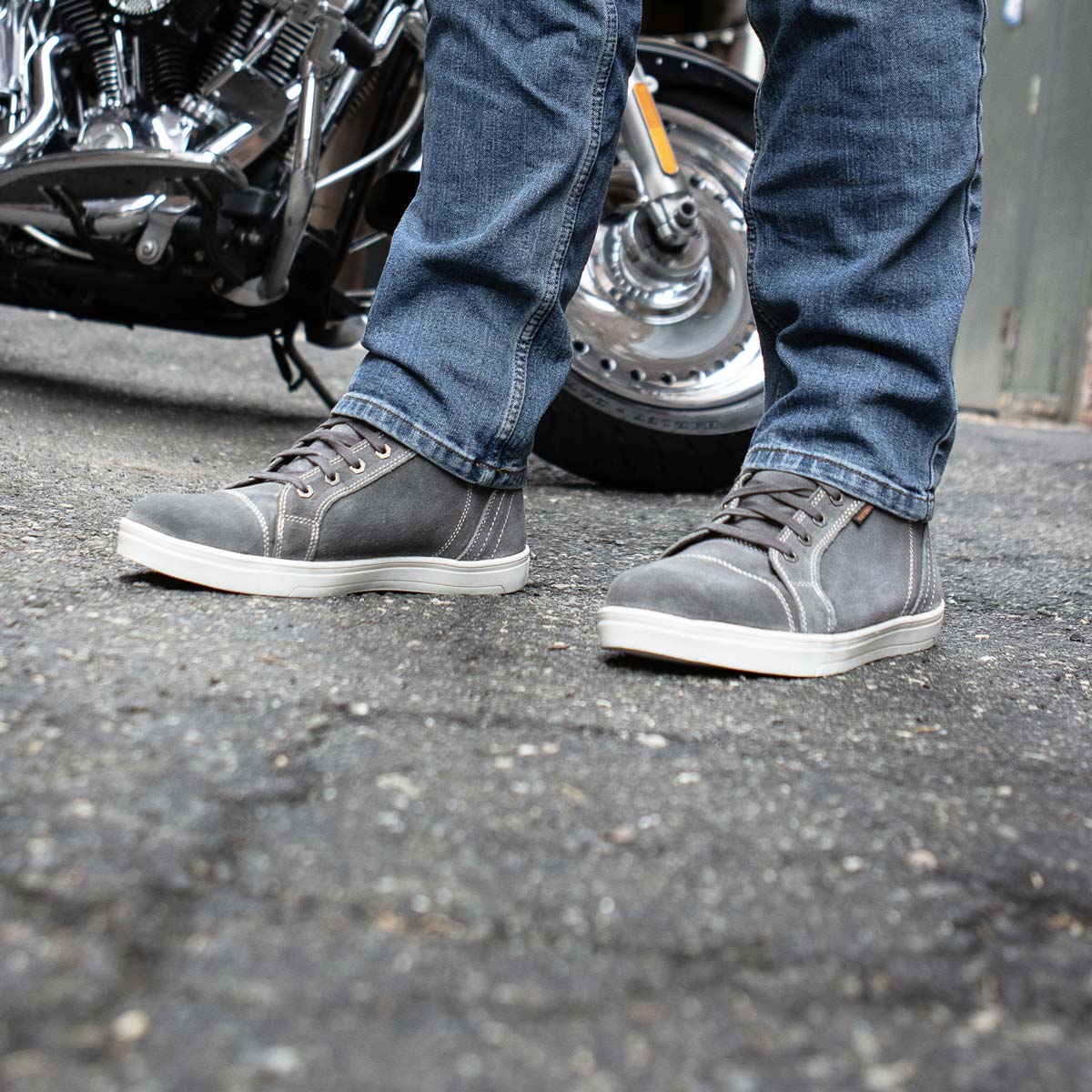 MBM9109 Street Riding Waterproof Shoes Suede Leather Reinforced Grey