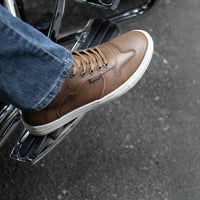 MBM9154 Men's High-Top Riding Shoes Waterproof Leather Cognac