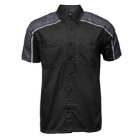 Men's Black and Grey Button Up Mechanic Shirt w/ Reflective Stripe