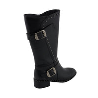 Womens Black Studded Boots with Studded Outsole