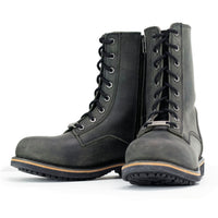 Antique Black Lace-Up High-Rise Men's Boots Distressed Leather