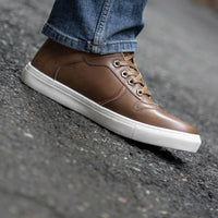 MBM9154 Men's High-Top Riding Shoes Waterproof Leather Cognac