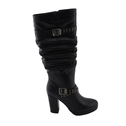 Womens Tall Black Platform Boots with Slouch Shaft