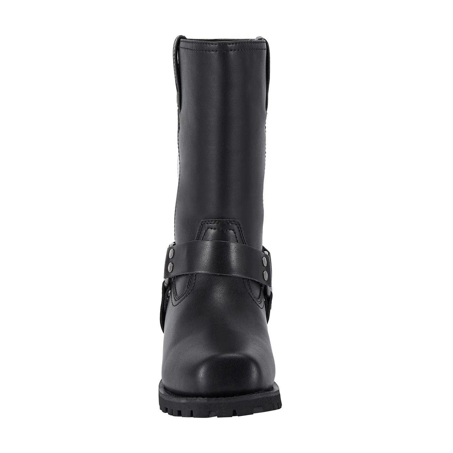 Men's 11in Harness Motorcycle Boots for Riding, Square Toe Biker Boots, Waterproof Black PU Leather Mid Calf Boots Knee High Boots