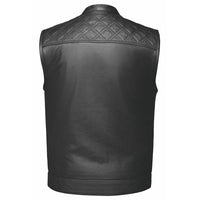 Unik Just for Bikers Black Diamond Leather Motorcycle Vest Diamond Stitch
