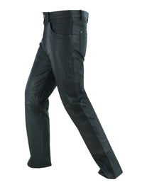 Five Pockets Cowhide Biker Leather Pants
