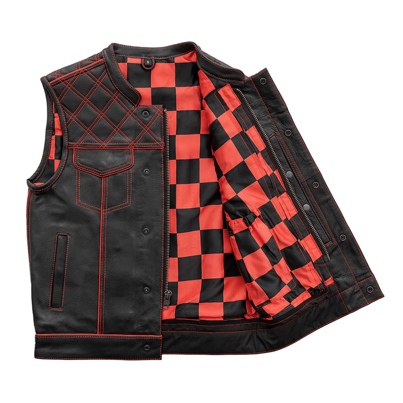 Finish Line - Red Checker - Men's Motorcycle Leather Vest