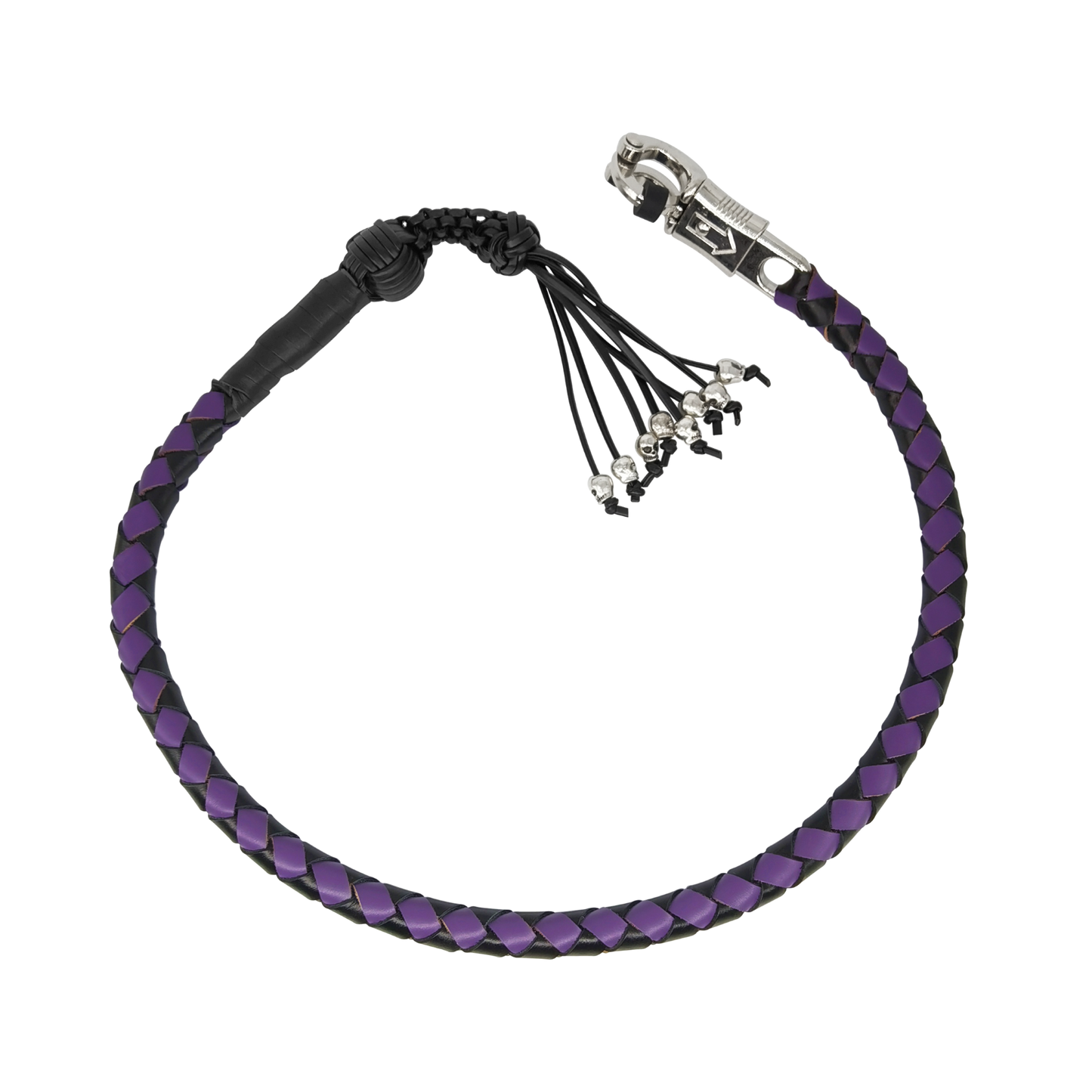 Dream Apparel 42in Get Back Whip Black Purple Monkey Fist Skulls