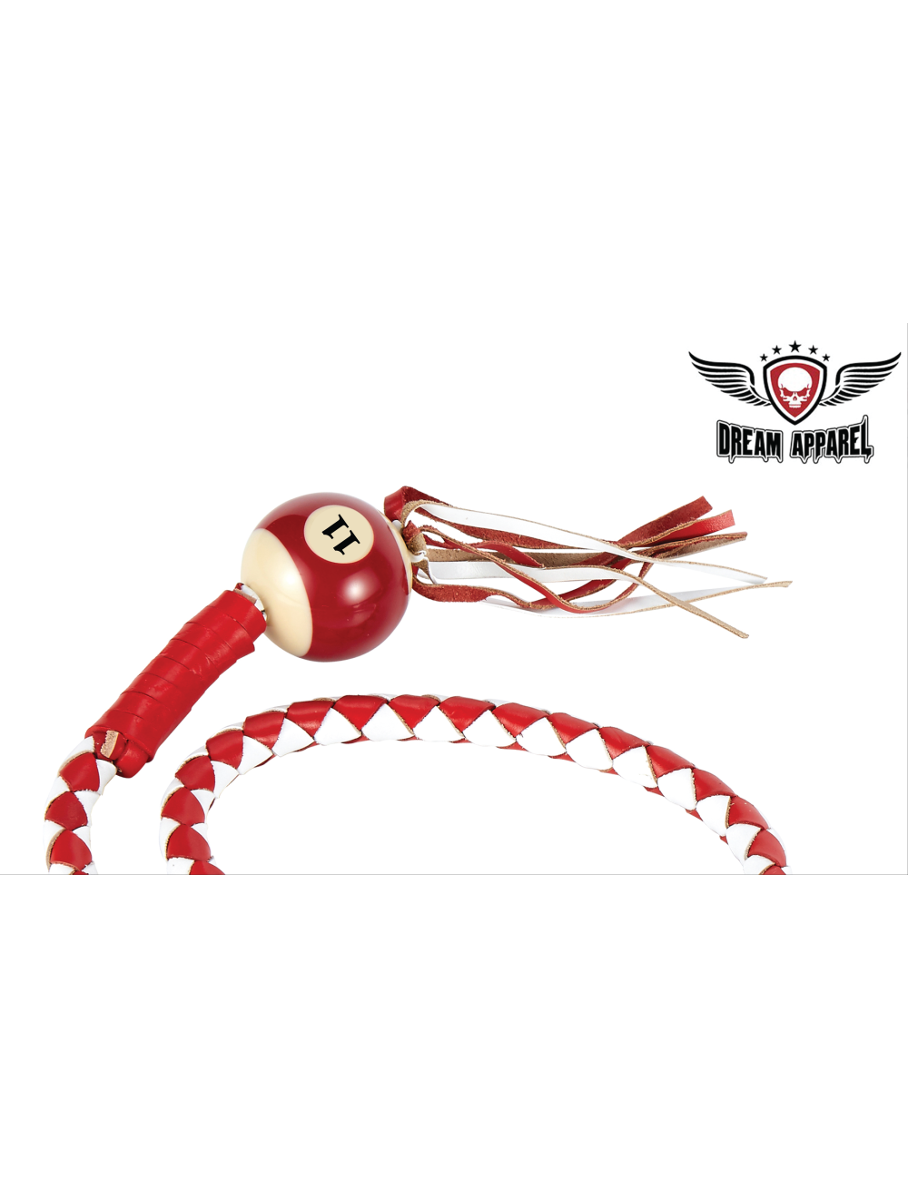 Dream Apparel Get Back Whip White Red Pool Ball 42in