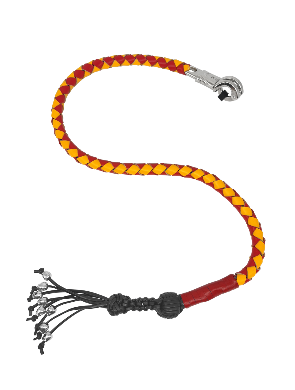 Dream Apparel Get Back Whip 42in Yellow Red Monkey Fist Skulls