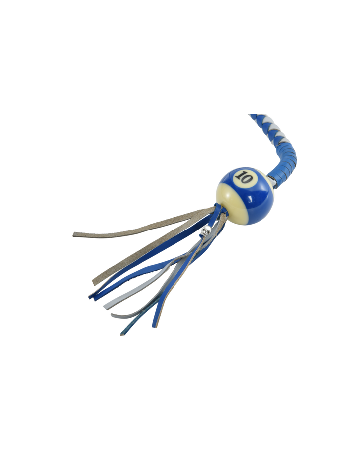 Dream Apparel Hand-Braided Leather Get Back Whip 36in Blue Silver