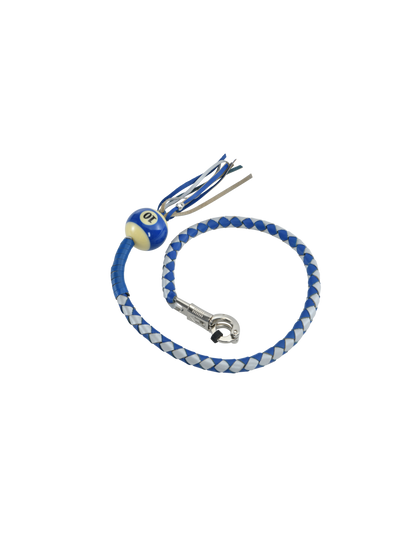 Dream Apparel Hand-Braided Leather Get Back Whip 36in Blue Silver