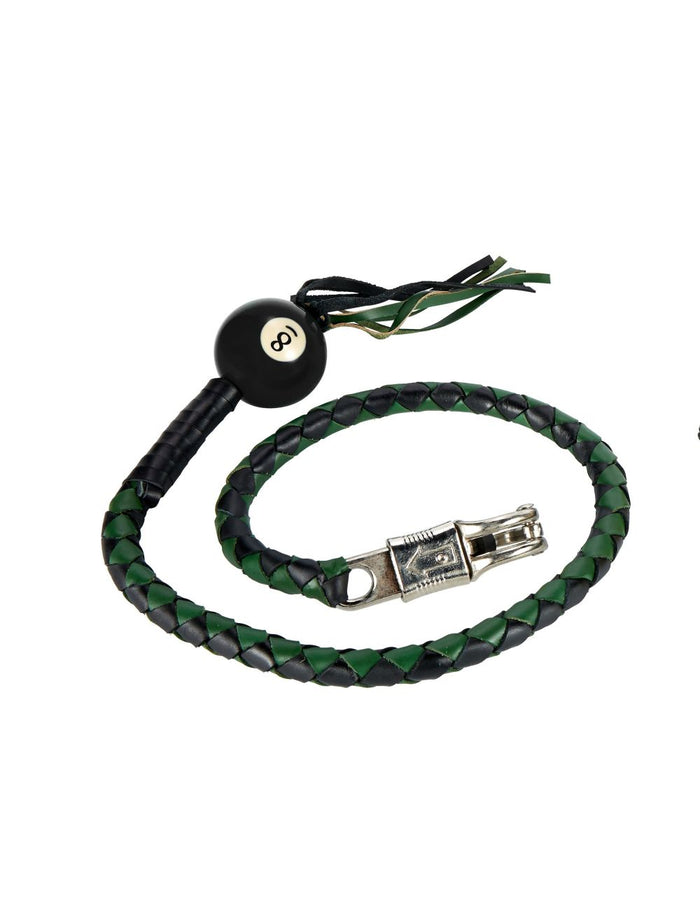Dealer Leather Get Back Whip Black and Green 36in