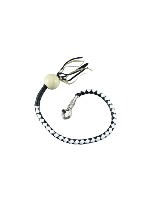 Dream Apparel 36in Black White Fringed Get Back Whip White Ball