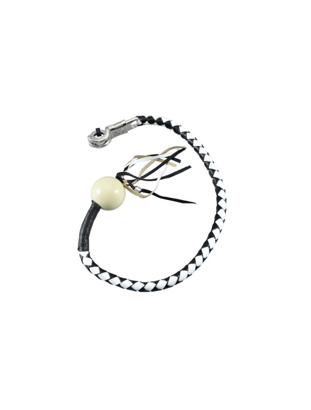 Dream Apparel 36in Black White Fringed Get Back Whip White Ball