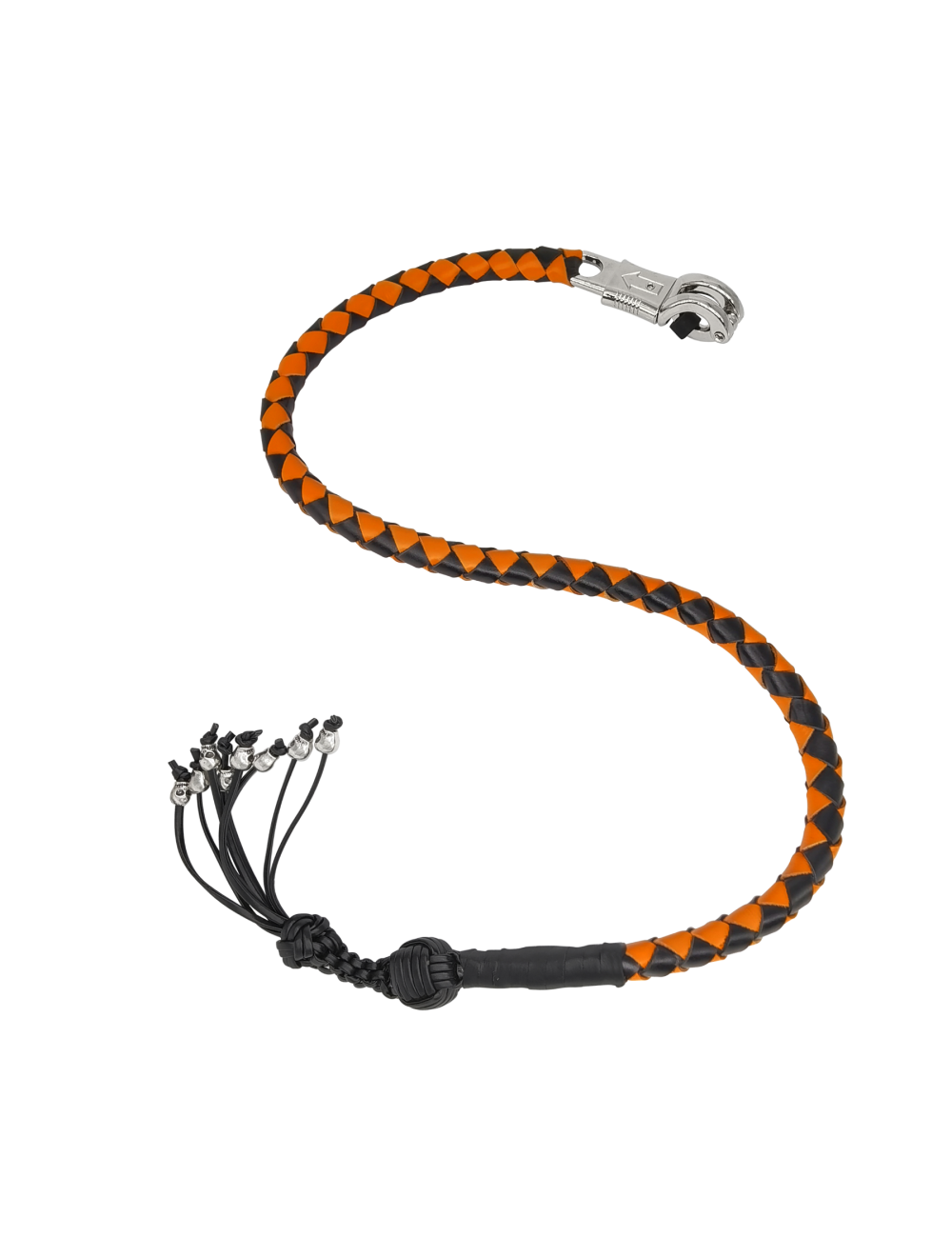 Dream Apparel Get Back Whip 42in Black/Orange Monkey Fist Skulls