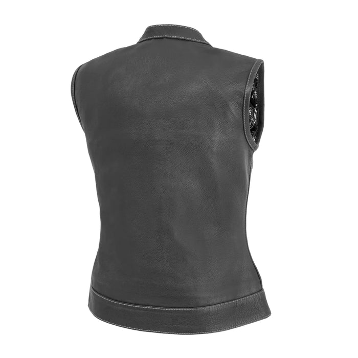 Jessica Women's Motorcycle Leather Vest - White - Limited Edition