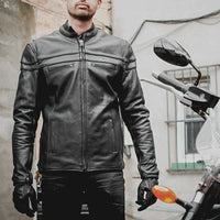 Maverick Men's Tall Motorcycle Leather Jacket