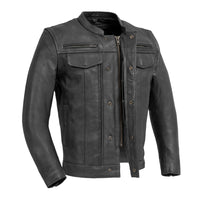 Raider Men's Motorcycle Leather Jacket - Black