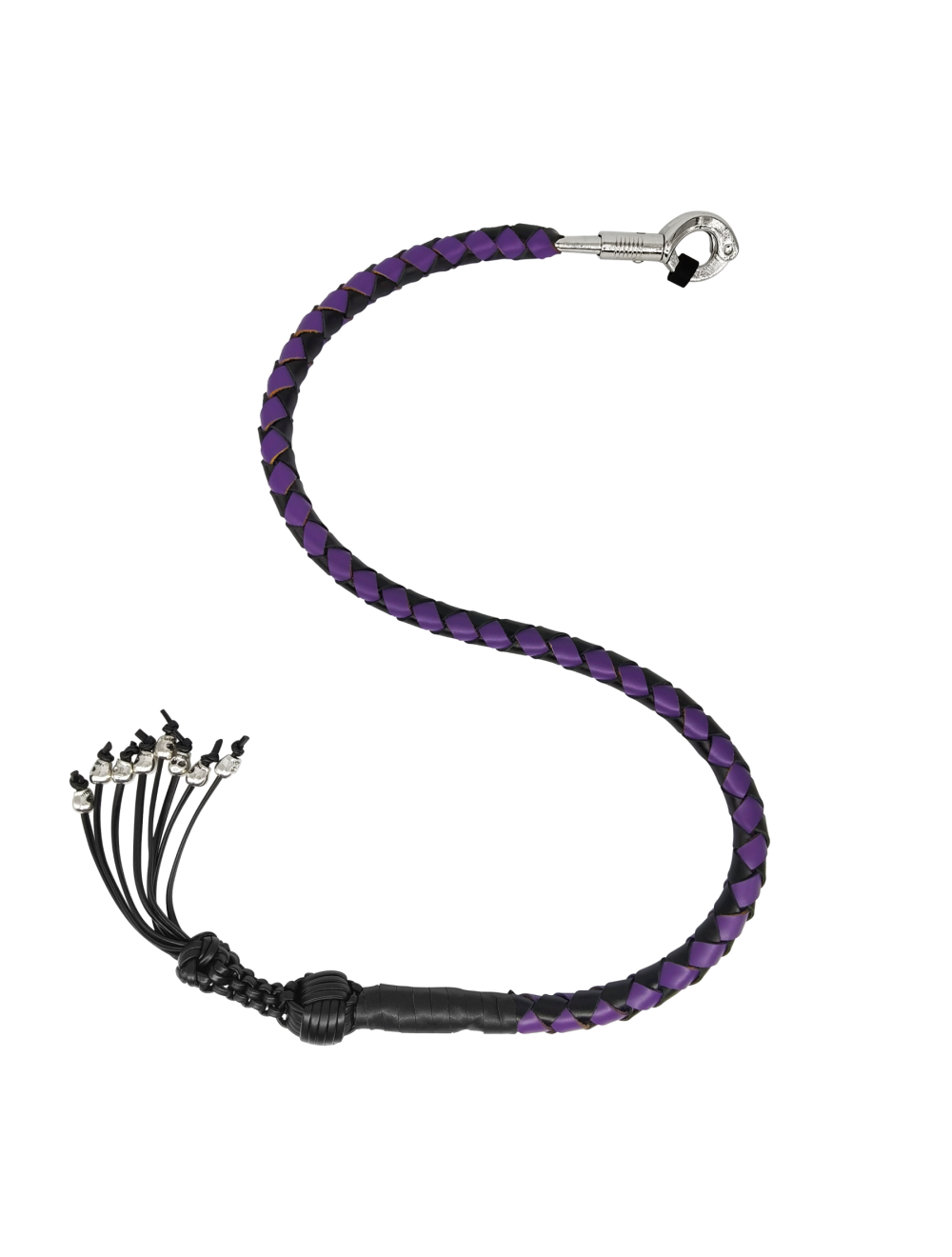 Dealer Leather 42in Get Back Whip Black Purple Monkey Fist