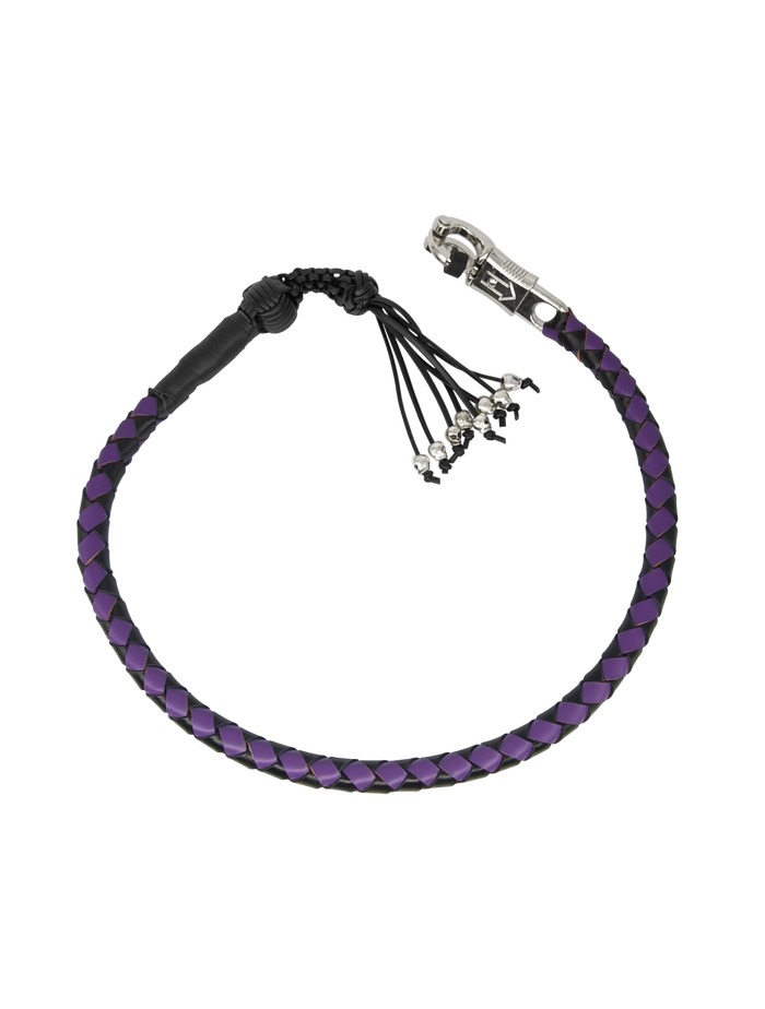 Dealer Leather 42in Get Back Whip Black Purple Monkey Fist