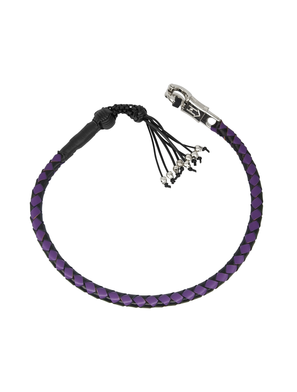 Dealer Leather 42in Get Back Whip Black Purple Monkey Fist