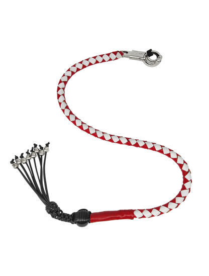 Dealer Leather Get Back Whip Red/White 36in Monkey Fist Skulls