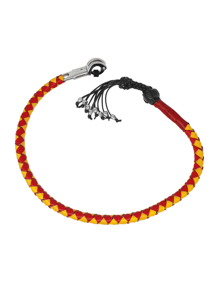 Dealer Leather Get Back Whip 42in Yellow Red Monkey Fist