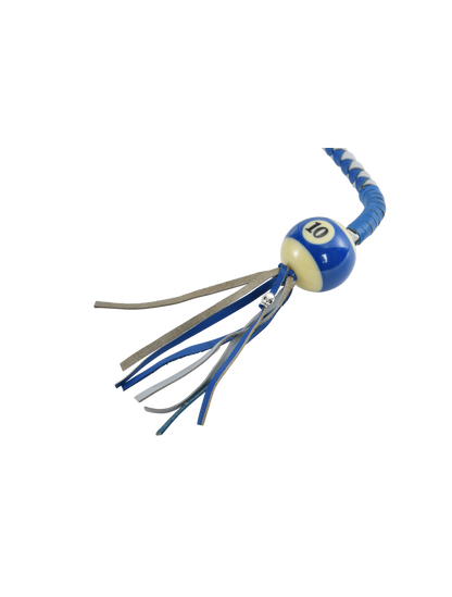 Dealer Leather Hand-Braided Leather Get Back Whip Blue Ball 42in