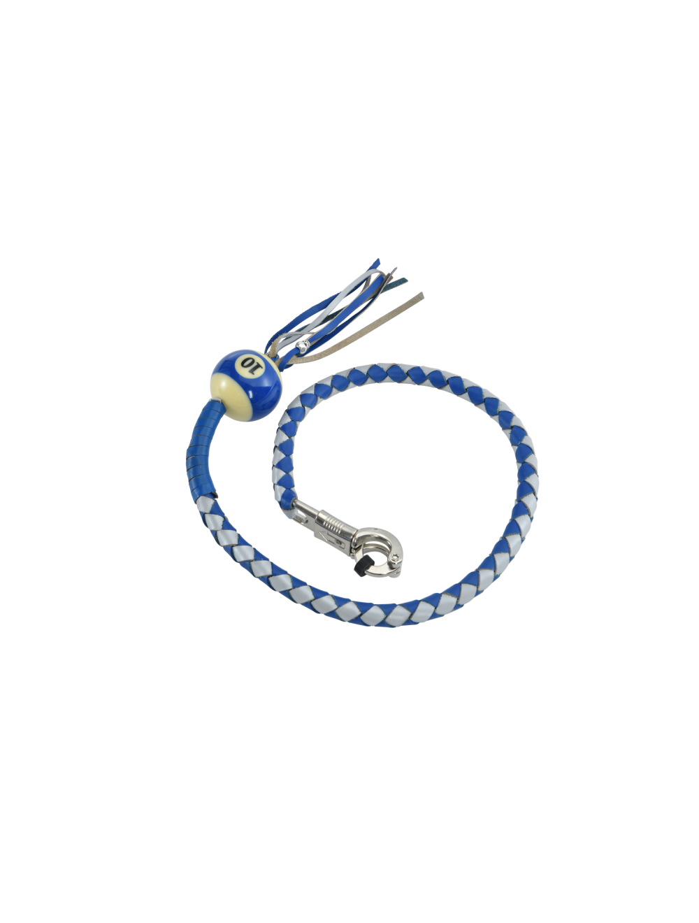 Dealer Leather Hand-Braided Leather Get Back Whip Blue Ball 42in