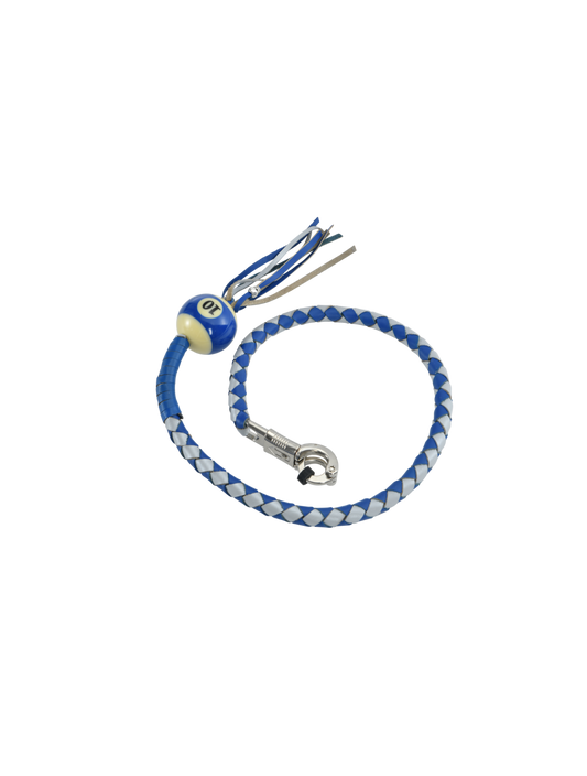 Dealer Leather Hand-Braided Leather Get Back Whip Blue Ball 42in
