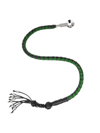 Dealer Leather 36in Get Back Whip Black/Green Monkey Fist Skulls