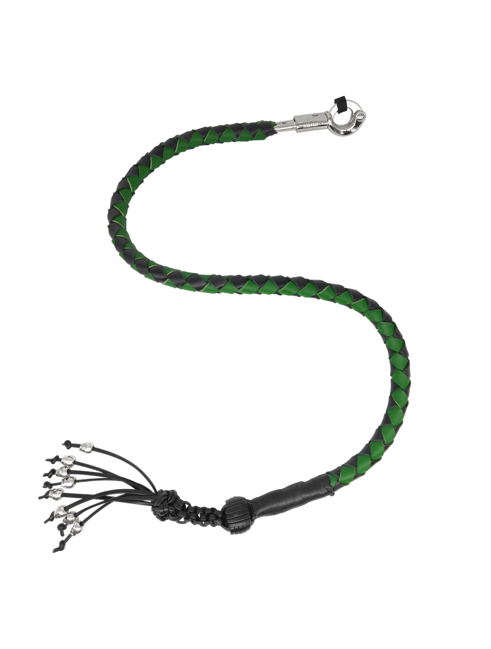 Dealer Leather Get Back Whip 42in Black/Green Monkey Fist Skulls