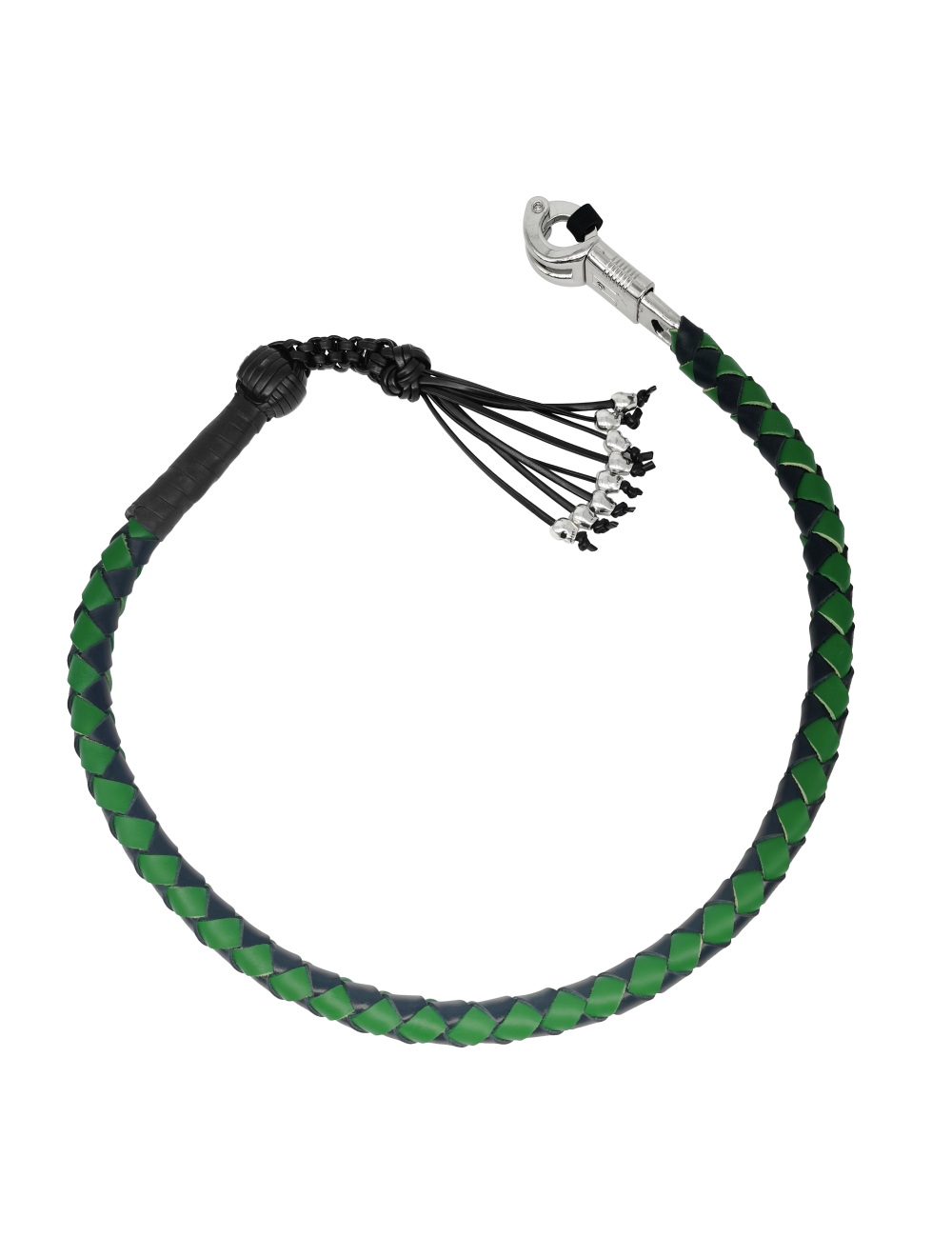 Dealer Leather Get Back Whip 42in Black/Green Monkey Fist Skulls