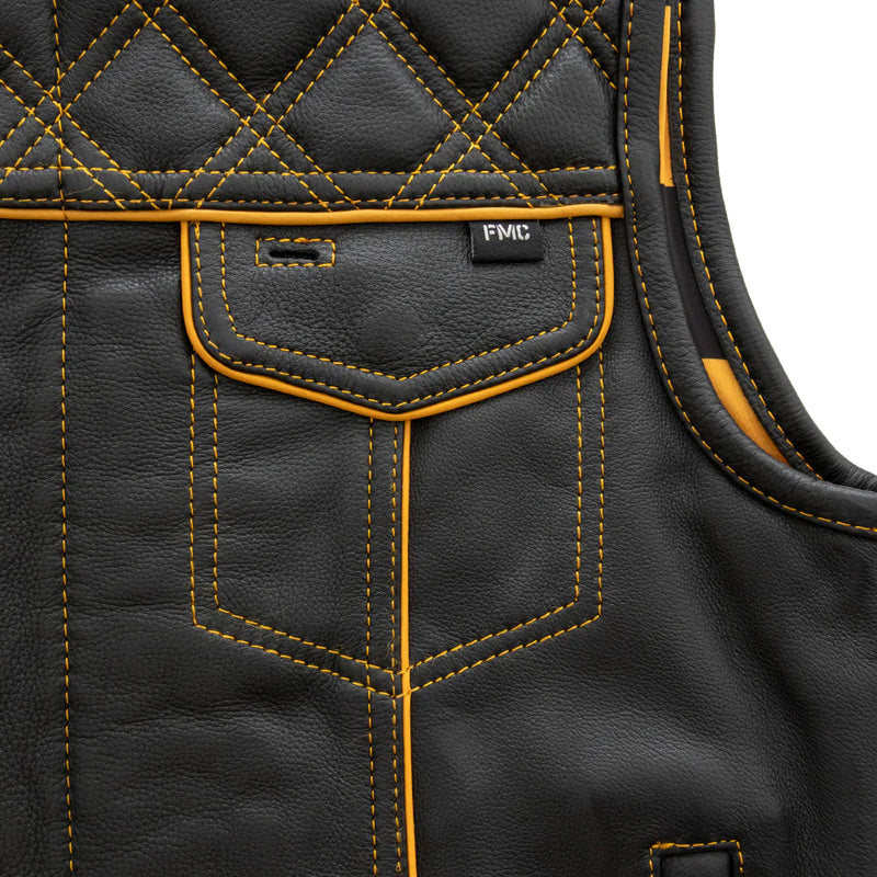 Finish Line - Gold Checker - Men's Motorcycle Leather Vest