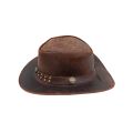 Dream Apparel Men's Brown Top-Grain Premium Leather Western Cowboy Studded Hat
