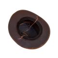 Dream Apparel Men's Brown Top-Grain Premium Leather Western Cowboy Studded Hat