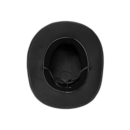 Dream Apparel Men's Black Crackle-Finish Premium Leather Western Studded Cowboy Hat
