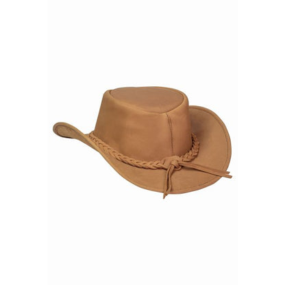 Dream Apparel Men's Camel Premium Leather Western Cowboy Hat