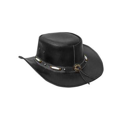 Dream Apparel Men's Black Premium Leather Western Cowboy Hat