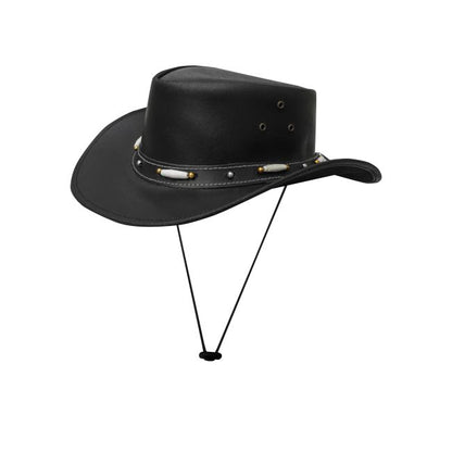 Dream Apparel Men's Black Premium Leather Western Cowboy Hat