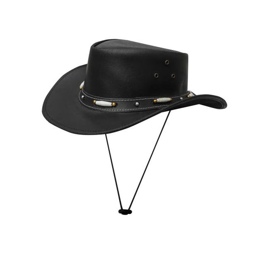 Dream Apparel Men's Black Premium Leather Western Cowboy Hat