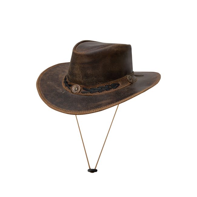 Dream Apparel Men's Brown Premium Leather Western Cowboy Hat