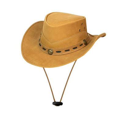 Dream Apparel Men's Camel Crackle-Finish Premium Leather Western Cowboy Hat